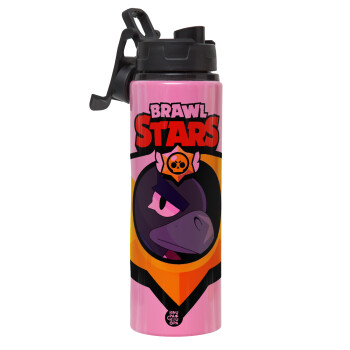 Brawl Stars Crow, Metallic water bottle with safety lid, 850ml aluminum