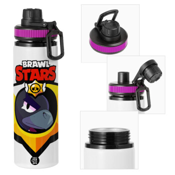Brawl Stars Crow, Metallic water bottle with safety lid, 850ml aluminum