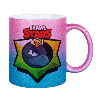 Brawl Stars Crow, Κούπα Χρυσή/Μπλε Glitter, κεραμική, 330ml