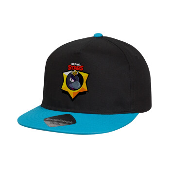 Brawl Stars Crow, Καπέλο παιδικό snapback, 100% Βαμβακερό, Μαύρο/Μπλε