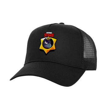 Brawl Stars Crow, Καπέλο Structured Trucker, Μαύρο, 100% βαμβακερό