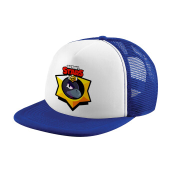 Brawl Stars Crow, Καπέλο Ενηλίκων Soft Trucker με Δίχτυ Blue/White (POLYESTER, ΕΝΗΛΙΚΩΝ, UNISEX, ONE SIZE)