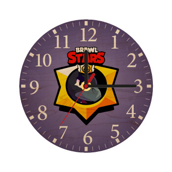 Brawl Stars Crow, Ρολόι τοίχου ξύλινο plywood (20cm)