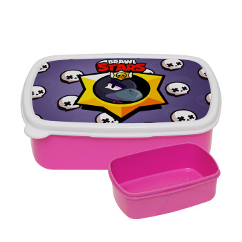 Brawl Stars Crow, ΡΟΖ παιδικό δοχείο φαγητού (lunchbox) πλαστικό (BPA-FREE) Lunch Βox M18 x Π13 x Υ6cm