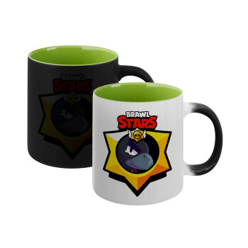 Brawl Stars Crow, Κούπα Μαγική εσωτερικό πράσινο, κεραμική 330ml που αλλάζει χρώμα με το ζεστό ρόφημα