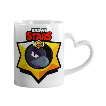 Brawl Stars Crow, Mug heart handle, ceramic, 330ml