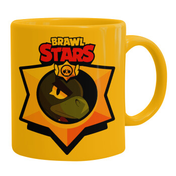 Brawl Stars Crow, Ceramic coffee mug yellow, 330ml (1pcs)