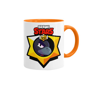 Brawl Stars Crow, Mug colored orange, ceramic, 330ml