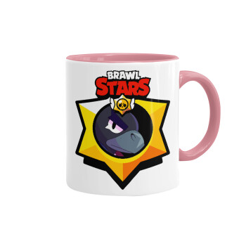 Brawl Stars Crow, Mug colored pink, ceramic, 330ml