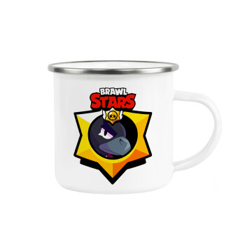 Brawl Stars Crow, Metallic enamel cup white 360ml