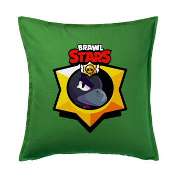 Brawl Stars Crow, Μαξιλάρι καναπέ Πράσινο 100% βαμβάκι, περιέχεται το γέμισμα (50x50cm)