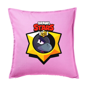 Brawl Stars Crow, Μαξιλάρι καναπέ ΡΟΖ 100% βαμβάκι, περιέχεται το γέμισμα (50x50cm)