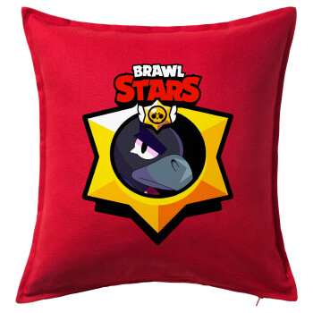 Brawl Stars Crow, Sofa cushion RED 50x50cm includes filling