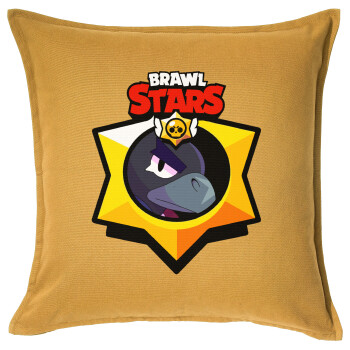 Brawl Stars Crow, Μαξιλάρι καναπέ Κίτρινο 100% βαμβάκι, περιέχεται το γέμισμα (50x50cm)