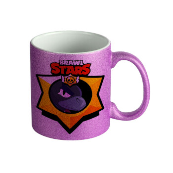 Brawl Stars Crow, Κούπα Μωβ Glitter που γυαλίζει, κεραμική, 330ml