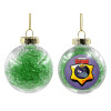 Transparent Christmas tree ball ornament with green filling 8cm