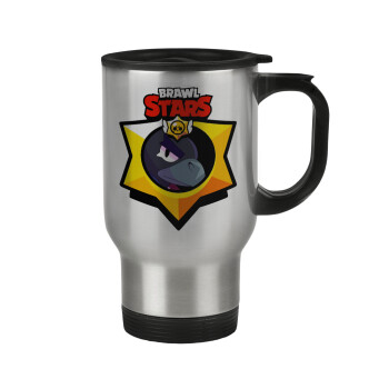 Brawl Stars Crow, Stainless steel travel mug with lid, double wall 450ml