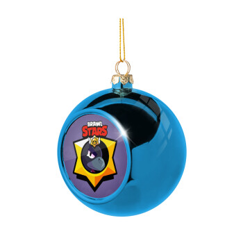 Brawl Stars Crow, Blue Christmas tree ball ornament 8cm