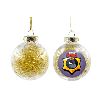 Brawl Stars Crow, Χριστουγεννιάτικη μπάλα δένδρου διάφανη με χρυσό γέμισμα 8cm