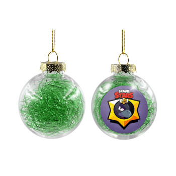 Brawl Stars Crow, Χριστουγεννιάτικη μπάλα δένδρου διάφανη με πράσινο γέμισμα 8cm