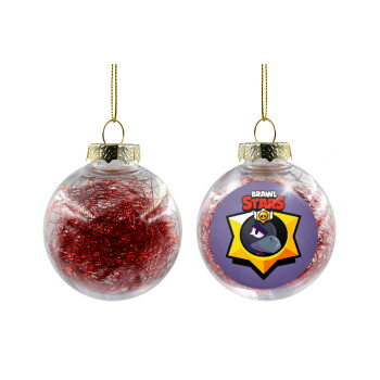 Brawl Stars Crow, Transparent Christmas tree ball ornament with red filling 8cm