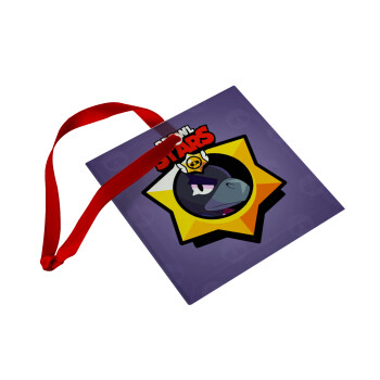 Brawl Stars Crow, Christmas ornament, glass square ornament 9x9cm