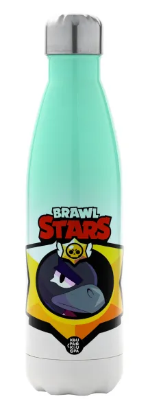 Brawl Stars Crow — Metal mug thermos Green/White (Stainless steel), double wall, 500ml