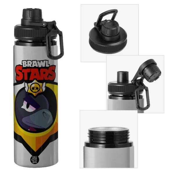 Brawl Stars Crow — Metallic water bottle with safety cap, 850ml aluminum