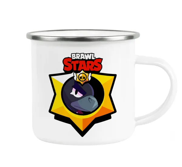 Brawl Stars Crow — Metallic enamel cup white 360ml