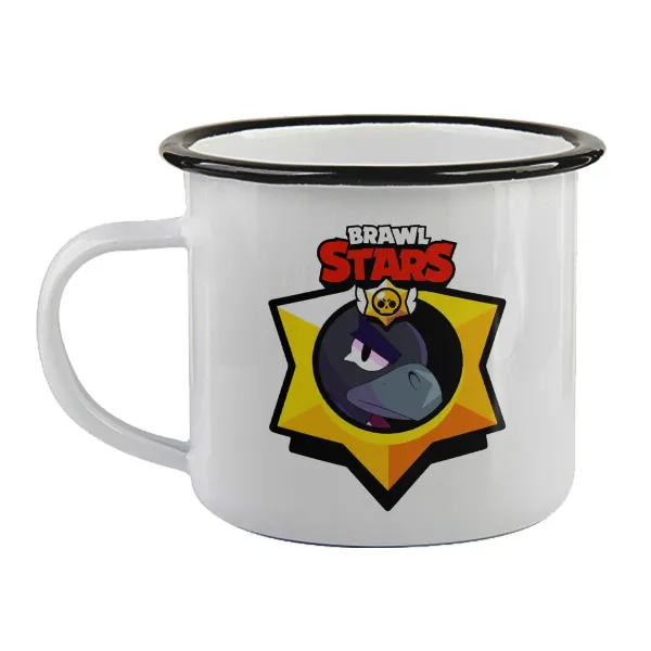 Brawl Stars Crow — Enamel mug with black rim, 360ml
