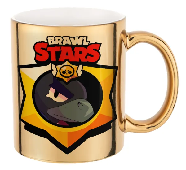 Brawl Stars Crow — Mug ceramic, gold mirror, 330ml
