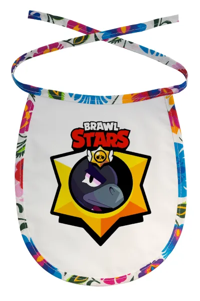 Brawl Stars Crow — Stain-resistant baby bib with tie, multicoloured
