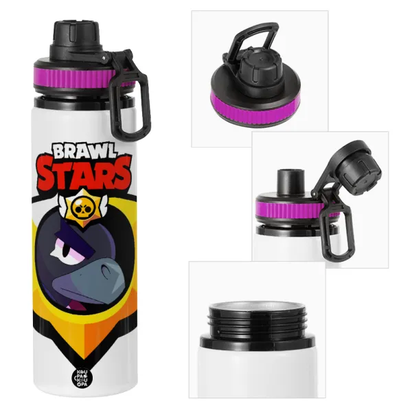 Brawl Stars Crow — Metallic water bottle with safety lid, 850ml aluminum
