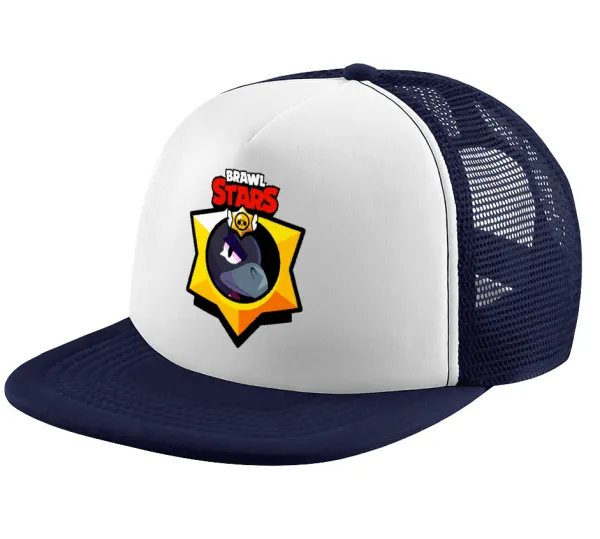 Brawl Stars Crow — Children's Soft Trucker Cap with Dark Blue/White Mesh (POLYESTER, CHILDREN, ONE SIZE)