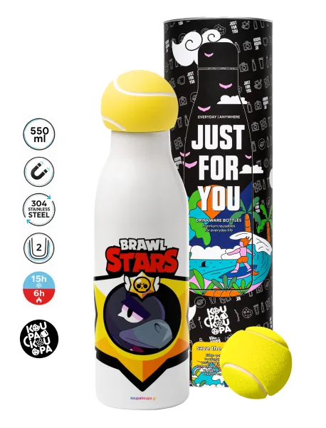 Brawl Stars Crow — Tennis ball Metal mug thermos White, double wall, 550ml