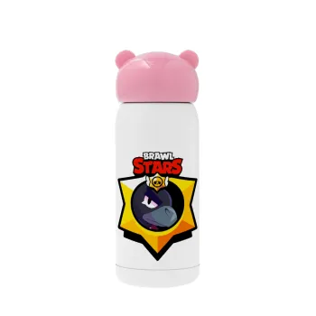 Brawl Stars Crow, Pink stainless steel thermal flask, 320ml