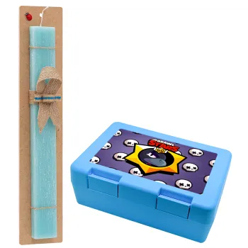 Brawl Stars Crow, Easter Set, children's snack container BLUE & Easter aromatic flat candle (30cm) (TURQUOISE)