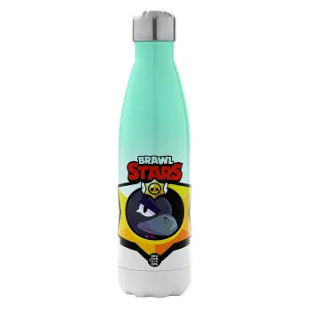 Brawl Stars Crow, Metal mug thermos Green/White (Stainless steel), double wall, 500ml