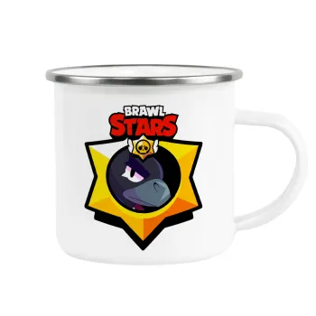 Brawl Stars Crow, Metallic enamel cup white 360ml