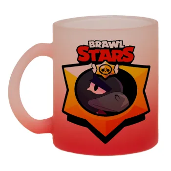 Brawl Stars Crow, Κούπα γυάλινη δίχρωμη με βάση το κόκκινο ματ, 330ml