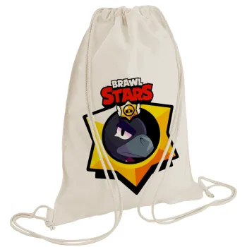 Brawl Stars Crow, Τσάντα πλάτης πουγκί GYMBAG natural (28x40cm)