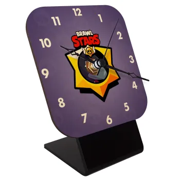 Brawl Stars Crow, Quartz Table clock in natural wood (10cm)