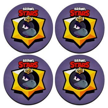 Brawl Stars Crow, SET of 4 round wooden coasters (9cm)
