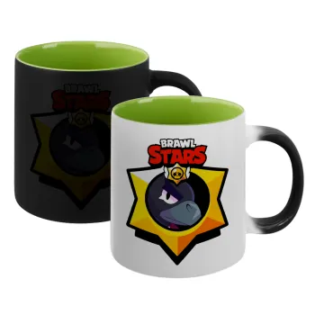 Brawl Stars Crow, Κούπα Μαγική εσωτερικό πράσινο, κεραμική 330ml που αλλάζει χρώμα με το ζεστό ρόφημα