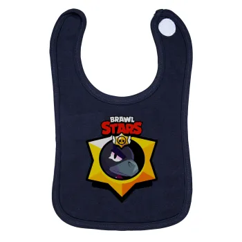 Brawl Stars Crow, Σαλιάρα με Σκρατς 100% Organic Cotton Μπλε (0-18 months)