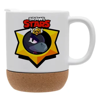 Brawl Stars Crow, Κούπα, κεραμική με βάση φελού και καπάκι (ΜΑΤ), 330ml