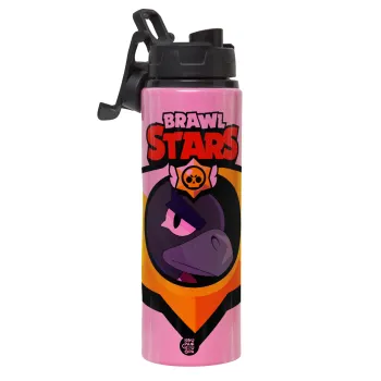Brawl Stars Crow, Μεταλλικό παγούρι νερού με καπάκι ασφαλείας, αλουμινίου 850ml