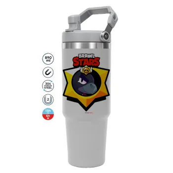 Brawl Stars Crow, ΓΚΡΙ χρώματος Θερμός Ανοξείδωτο 890ml (30oz) με χερούλι