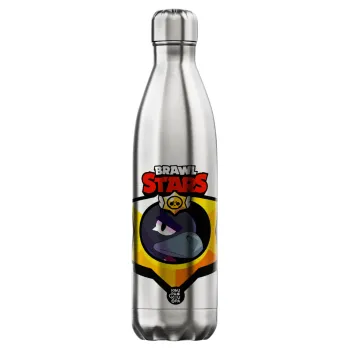 Brawl Stars Crow, Μεταλλικό παγούρι θερμός Inox (Stainless steel), διπλού τοιχώματος, 750ml