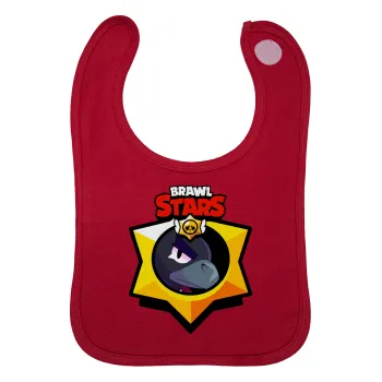 Brawl Stars Crow, Σαλιάρα με Σκρατς Κόκκινη 100% Organic Cotton (0-18 months)